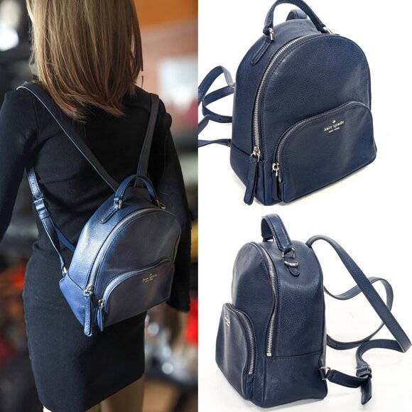 KATE SPADE Leather Mini Backpack Navy Blue - Picture 2 of 15